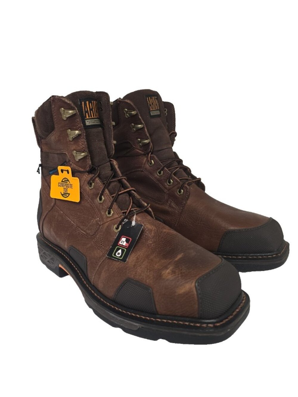 Ariat Men's OverDrive 8" Wide Square Composite Toe Waterproof Boot Brown 11.5 EE